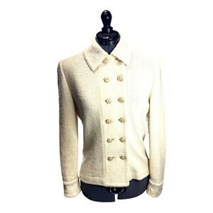 St. John Collection by Marie Gray Santana Knit Jacket Made in USA Size 6  Ivory
